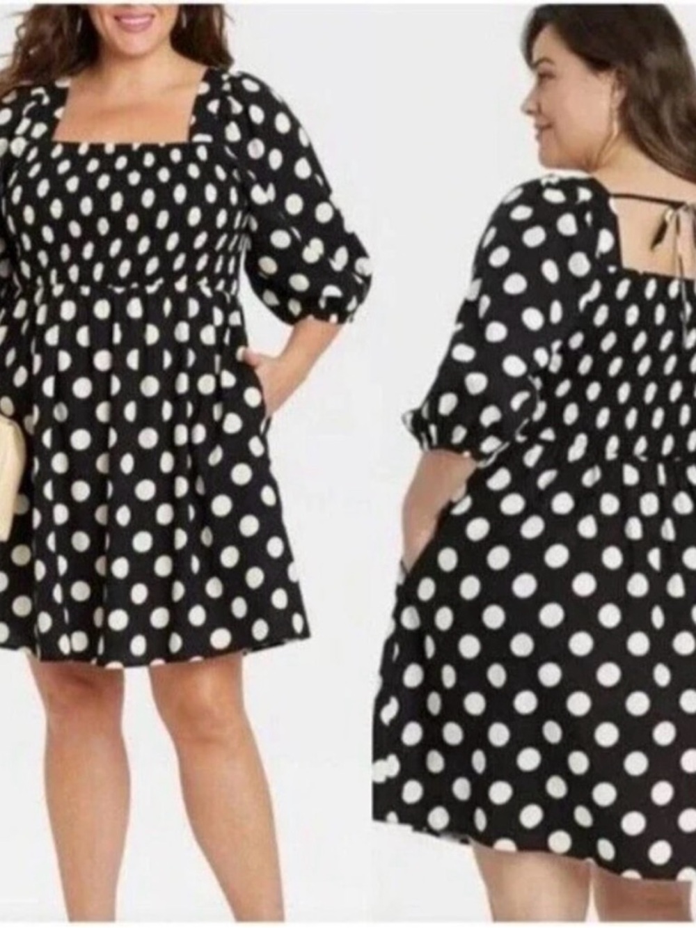 Ava & Viv Black and White Polka Dot Mini Dress